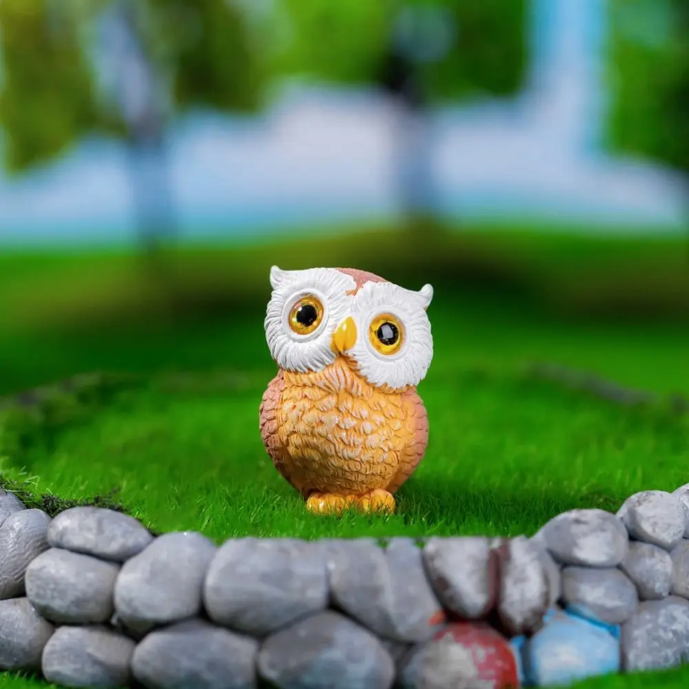 7-style Micro Landscape Simulation Owl Ornaments Resin Crafts Cute Owl Miniatures Cartoon Mini Owl Ornaments Outdoor