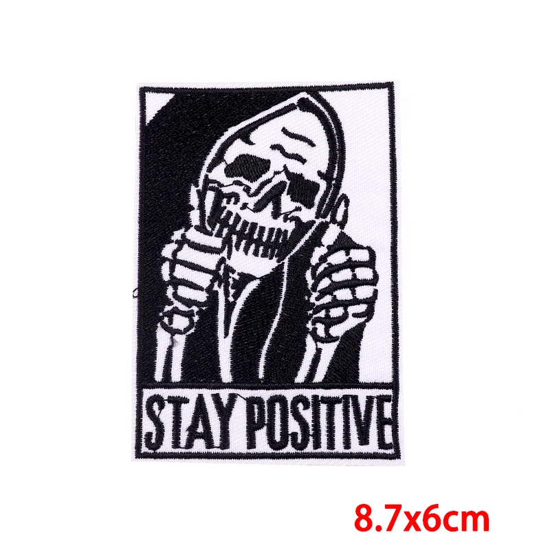 6 PCS/Lots Hippie/Funny Skull Embroidered Patches For Clothing Thermoadhesive Patches On Clothes Sewing/Iron On Patch/Applique