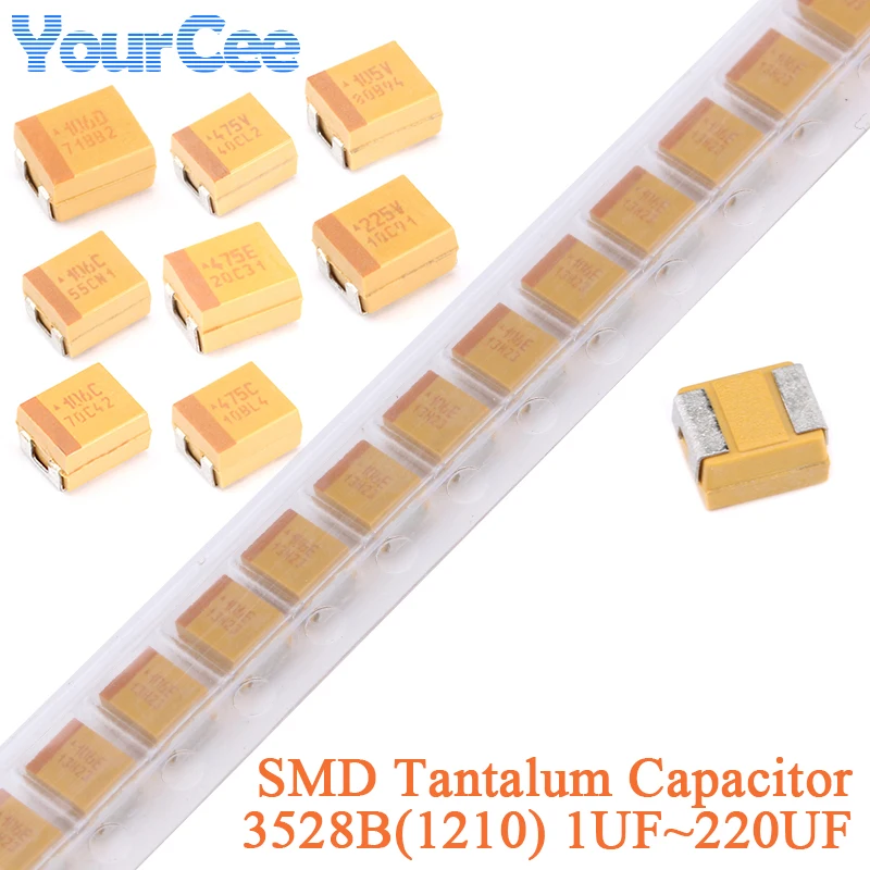 10 قطعة 3528B SMD التنتالوم مكثف 1210 1 فائق التوهج 2.2 فائق التوهج 3.3 فائق التوهج 4.7 فائق التوهج 10 فائق التوهج 22 فائق التوهج 33 فائق التوهج 47 فائق التوهج 68 فائق التوهج 100 فائق التوهج 150 فائق التوهج 220 فائق التوهج 6.3V 10V 16V 25V 25V 35