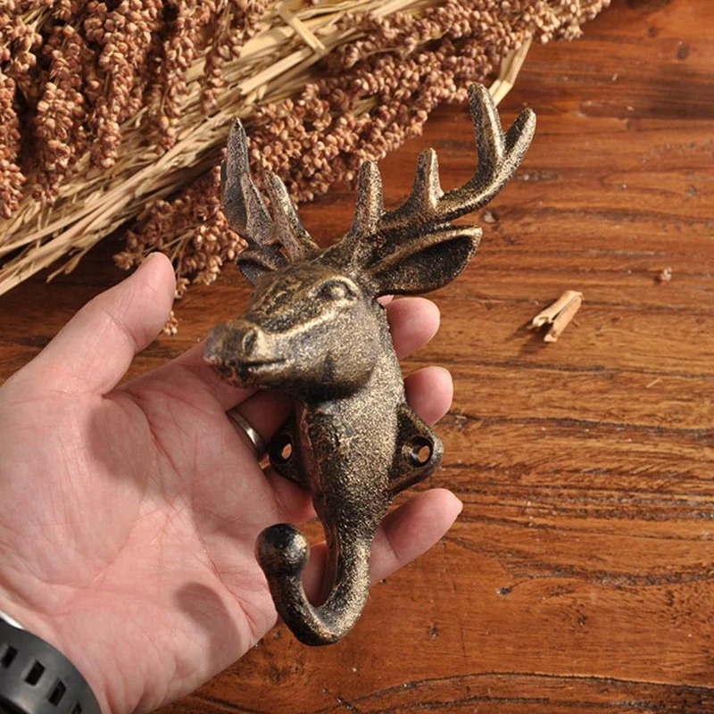 Coat Hook Ornamental Wall Key Holder Hanger Practical Distressed Deer Head Hook Hanger For Towel