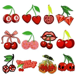 Creative Fruit Embroidered Appliques Cherry Skull Cartoon DIY Sewing Supplies for Clothing Strawberry Cake Cute Iron on Patches