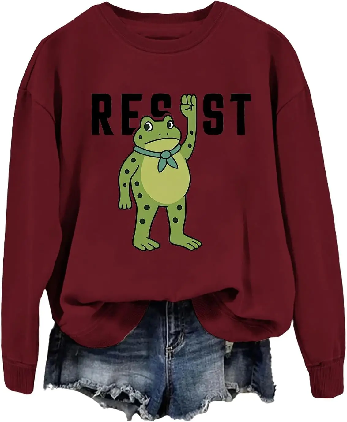 Bluza Portland Frog Resist Unisex z nadrukiem, krótki rękaw, okrągły dekolt, codzienna, miękka, wygodna, retro, zimowa, termiczna bluza z kapturem