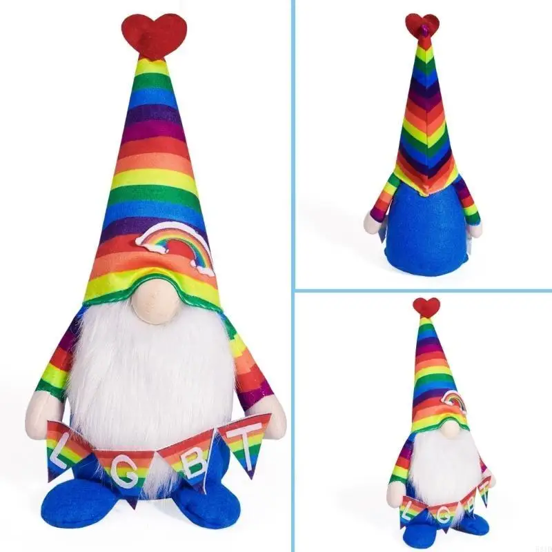 581D レインボーフェスティバル ラブハート ノーム エルフ ぬいぐるみ 飾り ホリデーギフト用