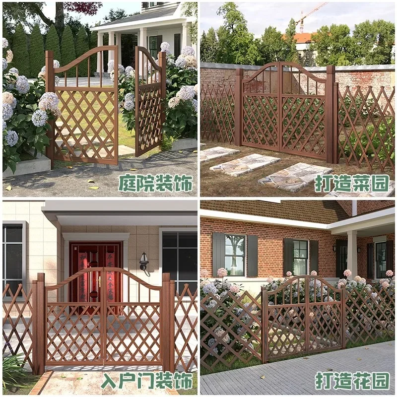 Garden grid door preservative wood flower stand fence gate fence garden