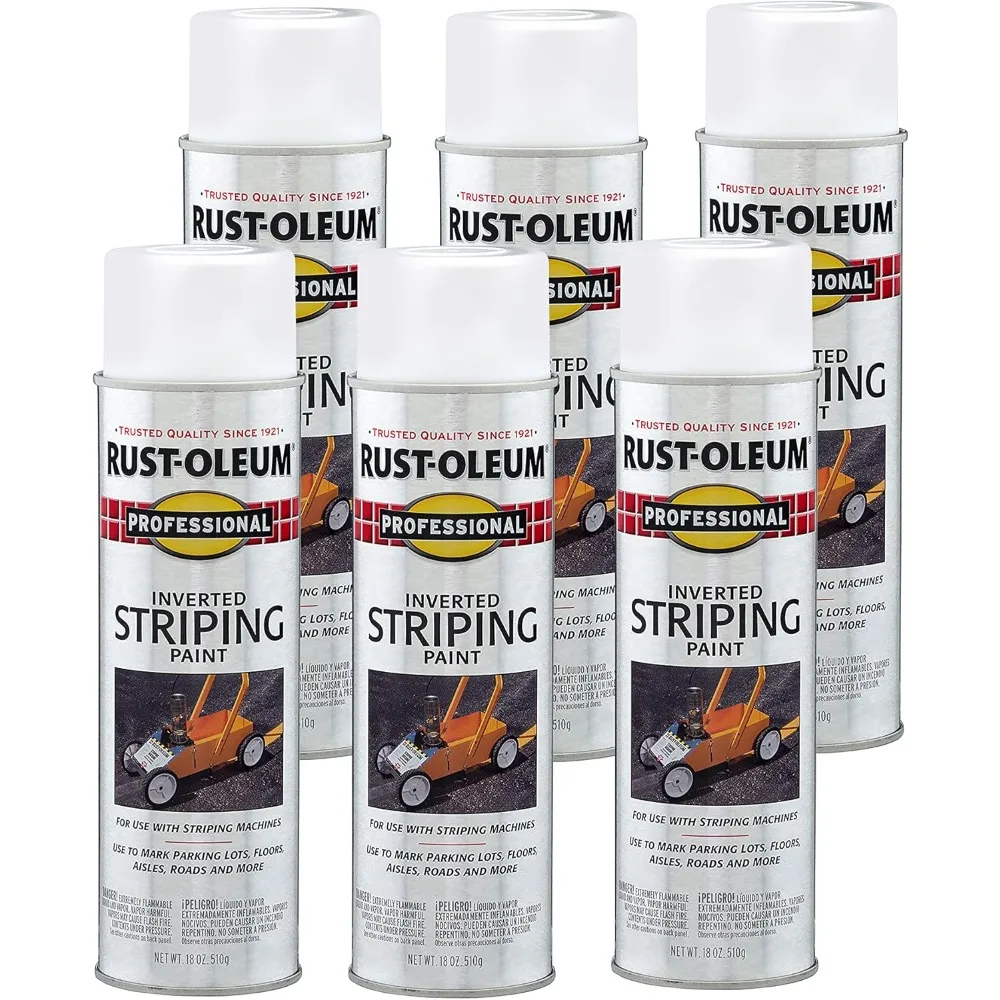 

2593838-6PK Professional Inverted Striping Spray Paint, 18 oz, White, 6 Pack