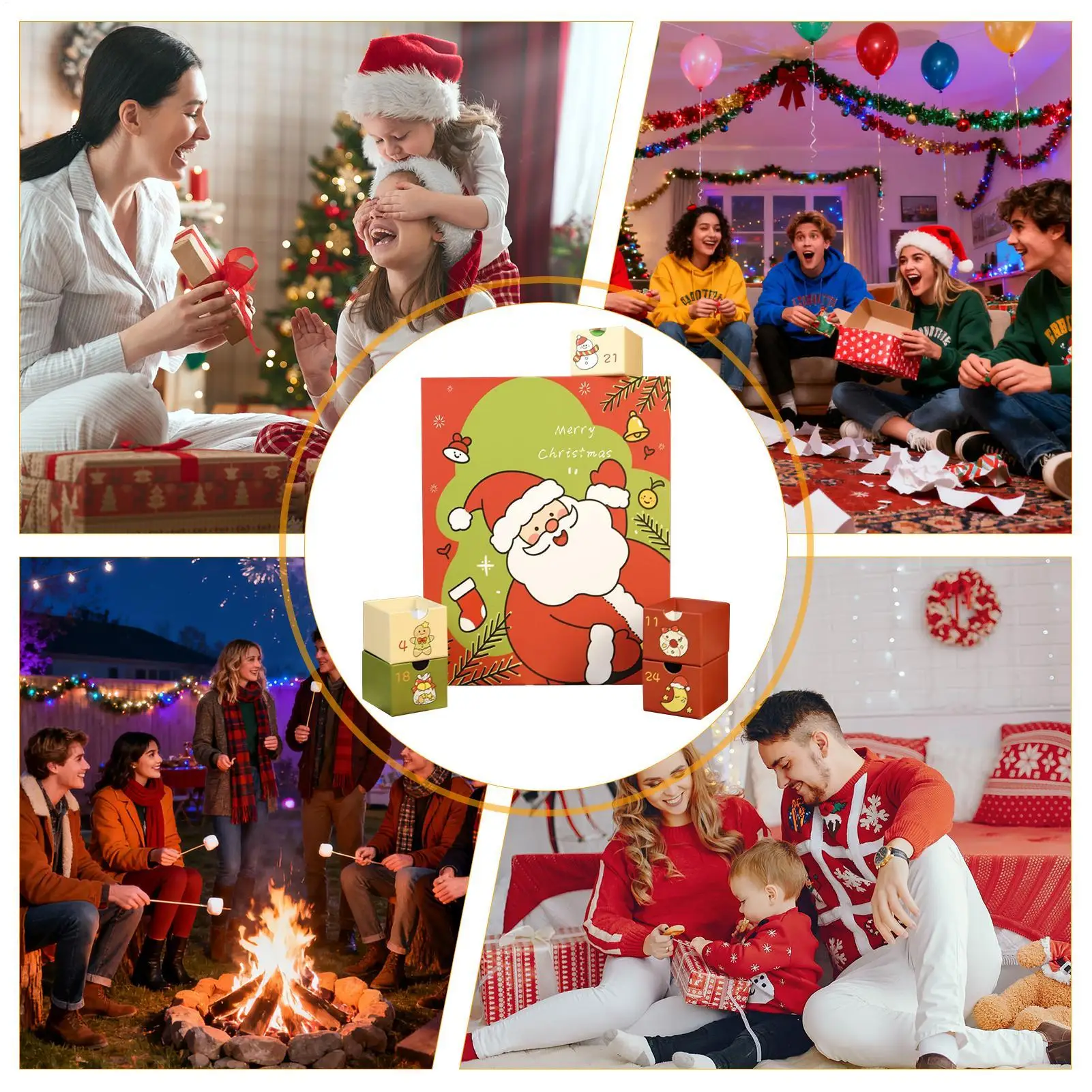 

Christmas Countdown Calendar Box Empty 24-Grid Countdown Calendar Box For Kids Holiday Home Decor For Windowsill Shelf Desktop