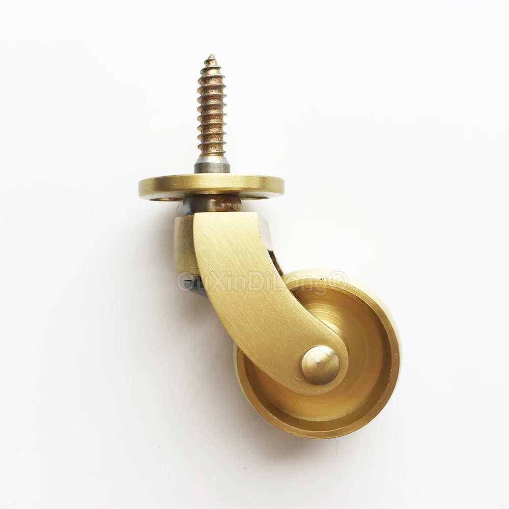 4PCS 1.25Inch (32mm) Brass Casters 360 Degree Rotation Screw Stem Wheels Furniture Universal Castors Sofa Piano Table Chair Leg