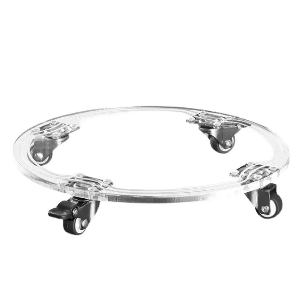 

1Pcs Transparent Acrylic Flowerpot Tray Movable with Smooth Wheels Round Planter Pallet for Easy Relocation Gardening Supply