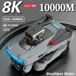 MZYMI New P15 Drone Professional 8K GPS Dual Camera Obstacle Avoidance Optical Flow Positioning Brushless Upgraded RC 9000M