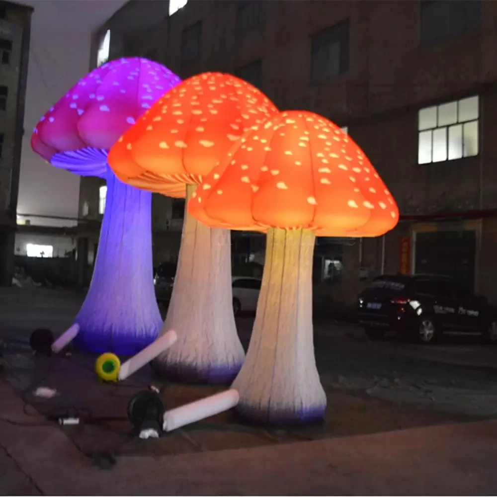 2/3/4/6m Height Party Supply Vivid Colorful Giant Inflatable Mushroom with Led Lights for Outdoor Festival Events