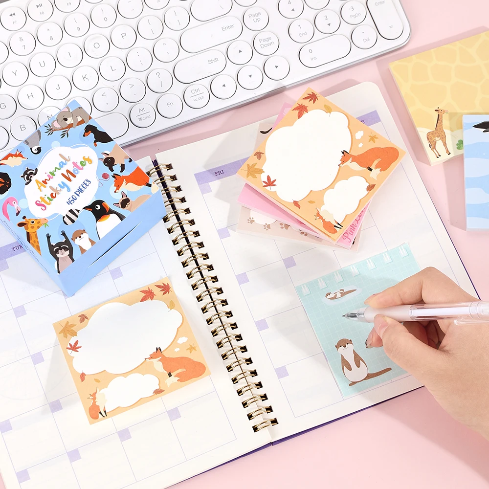 450 Blatt Haftnotizen, niedliche Cartoon-Designs in verschiedenen Farben für Büro, Schreibtisch, Studium, Planung, Tagebuch, Tabs, kreative Lesemarkierung