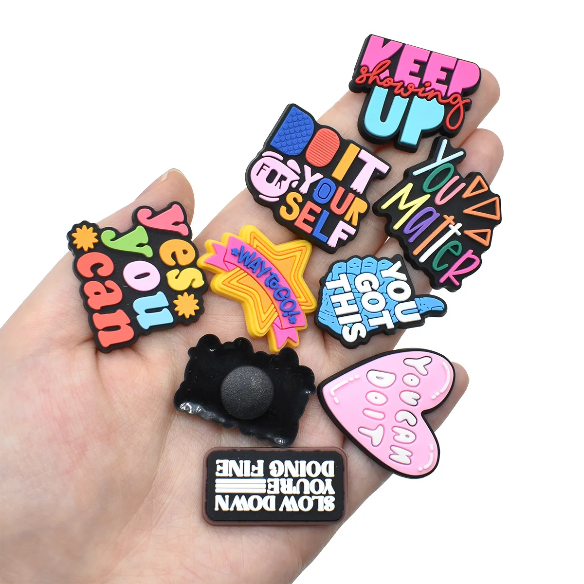 Phrase Shoe Charms Decoration for Crocs Pin Accessories Charms Bracelet Wristband DIY Shoe Party Gifts image 3