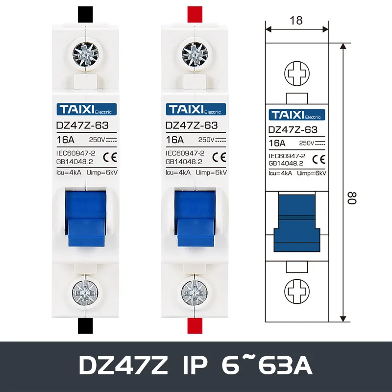 TAIXI Solar Photovoltaic DC Circuit Breaker PV Switch MCB DC250V 500V 1000V 16A 32A 40A 50A 63A Air Switch 100A 125A