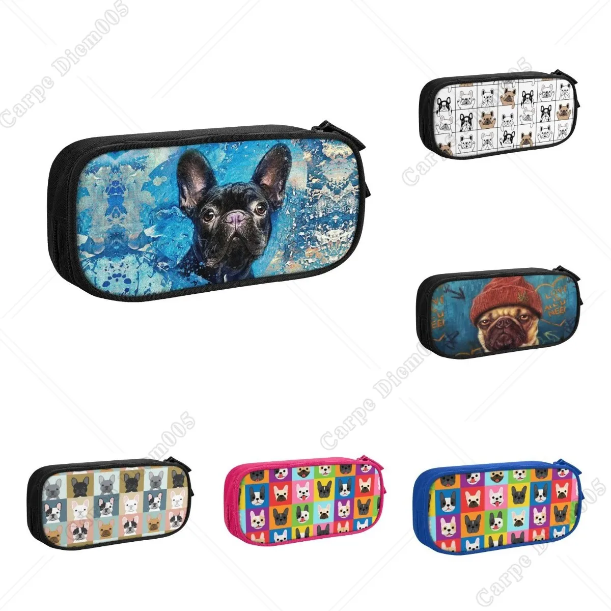 French Bulldog Frenchie Dog Pencil Case Lovely Pet Animal Pen Holder Bag Student Big Capacity Office Gifts Pencilcases