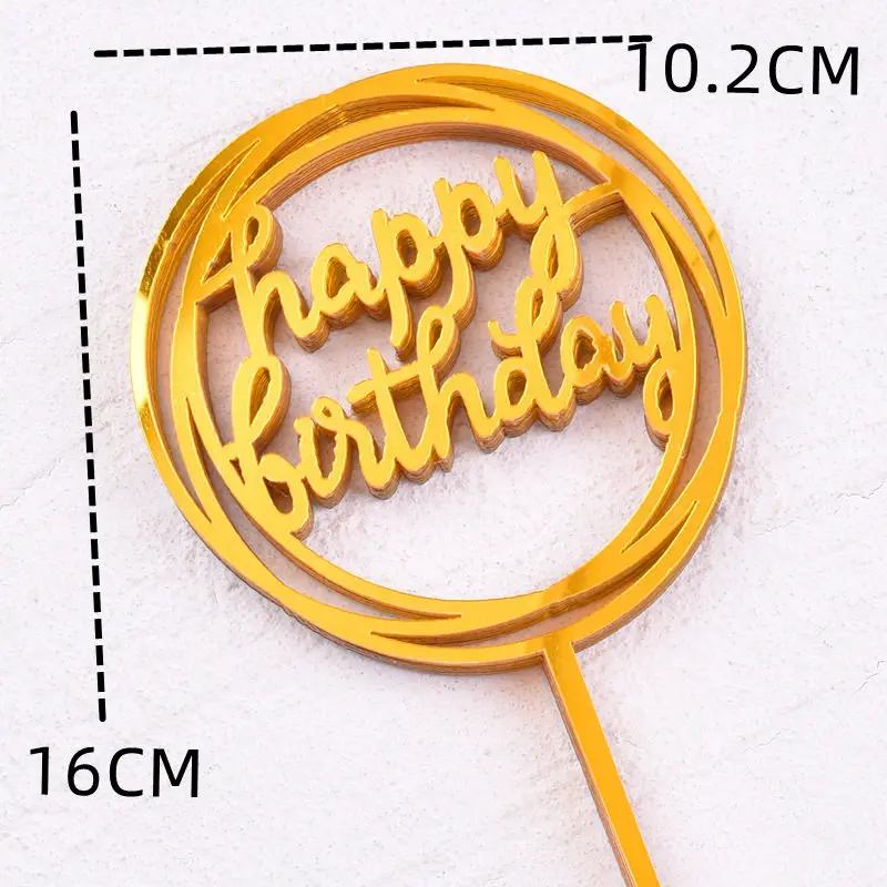 10 Stück 36 Designs Happy Birthday Tortendekoration Rosa Gold Acryl Cake Toppers Baby Shower Kuchen Geburtstagsparty Kuchenflaggen Dekorationen – Detail 5