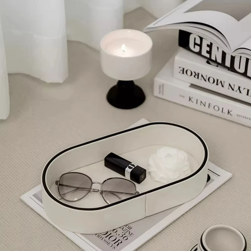 

Поднос для хранения в скандинавском стиле, бытовой настольный поднос для мелочей, косметический парфюм, ювелирные изделия, брелок для ключей, домашние декоративные эллиптические подносы для хранения