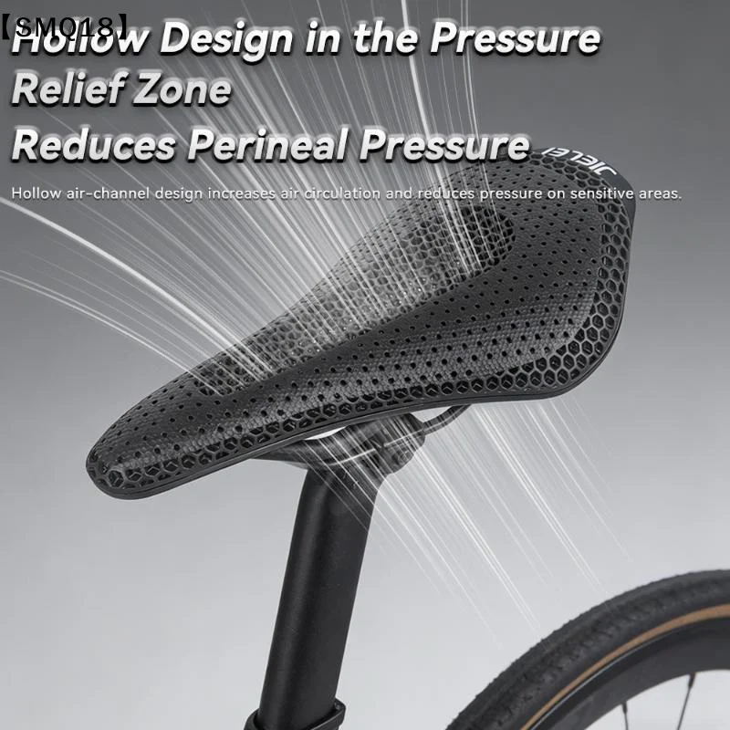 1pcscarbon-fiber-3d-printed-bike-ultralight-hollow-breathable-comfort-anti-pain-shock-absorbing-cycling-seat-cushion-fit【smq】