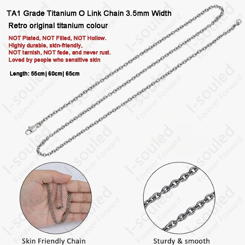 3.5MM Pure Titanium Round O Chain Necklace for Men & Women Welded links chains Necklecs Never Tarnish