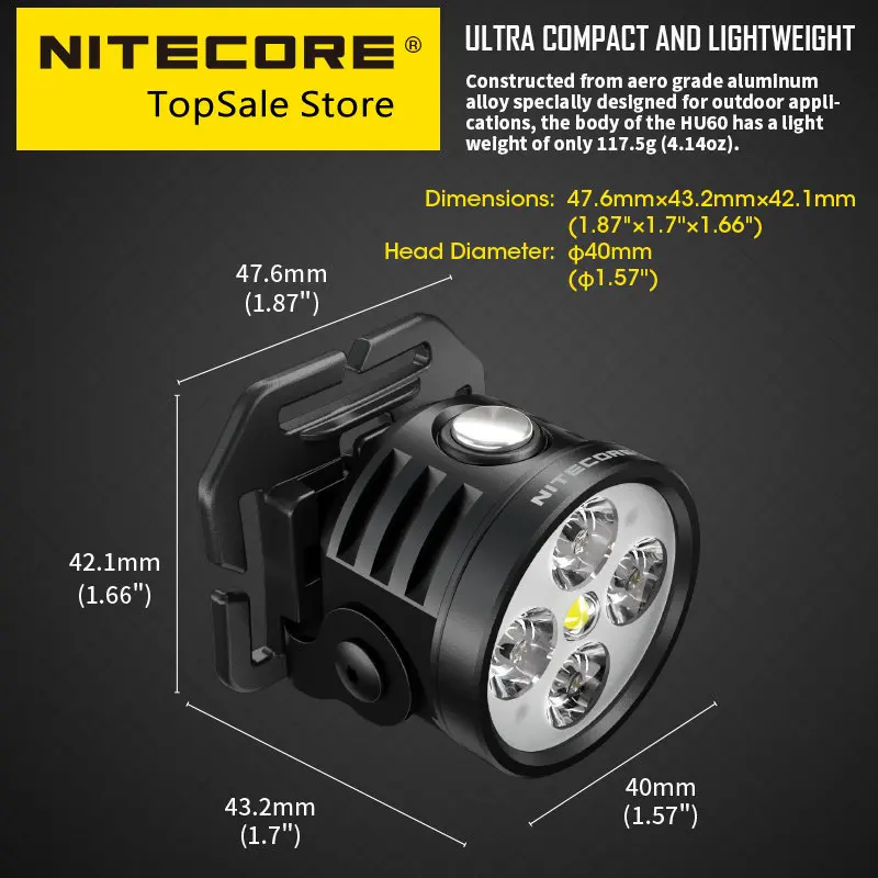 

NITECORE HU60 E-focus Zoom Led Head Lamp wireless Remote 1600 lumen Industrial Floodlight Adventure headlights biking Spotlight