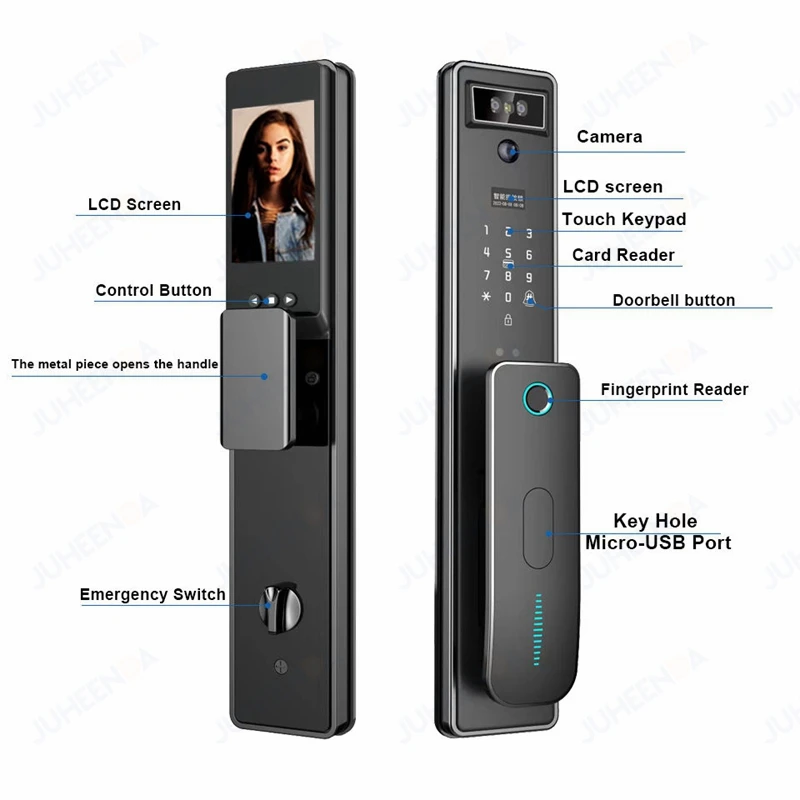 Tuya-cerradura de puerta inteligente con reconocimiento facial, dispositivo de cierre con cámara, biométrico, huella Digital, contraseña, completamente automático, Wifi, 3D