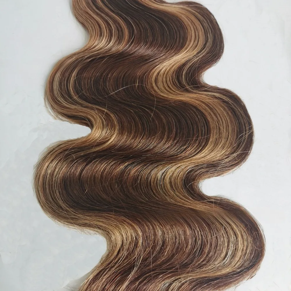 30인치 P427 하이라이트 바디 웨이브 인모 번들 100g/개 더블 웨프트 헤어 익스텐션 12A 등급 풀 엔드 브라질리언 버진 헤어