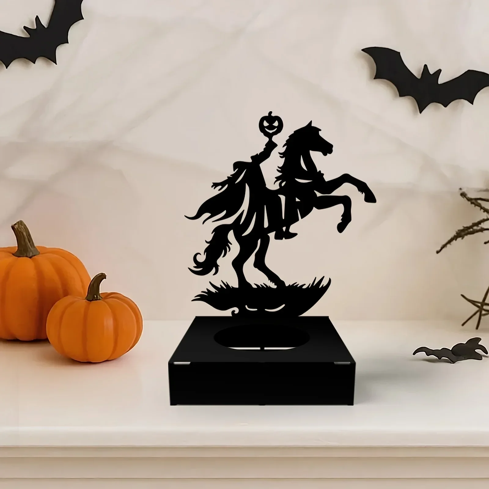 1pc CIFBUY Headless Horseman Candle Holder, Iron Metal Sculpture Decor, Rustic Accent, Powder-Coated Rustproof Waterproof