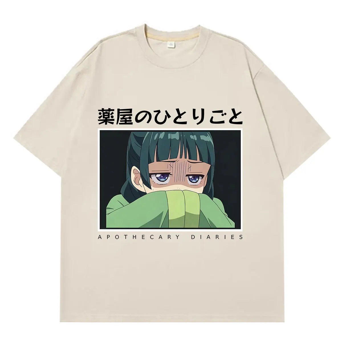 Anime The Apothecary Diaries Mao Mao Print T-Shirt Men Women Hip-hop T-shirt Short-sleeved Casual Cotton Loose Vintage T-shirts