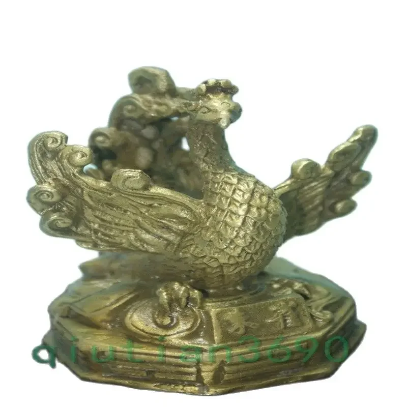 Fine old China Unique Copper Carved Suzaku Auspicious statue classic ceramic home decor art collection