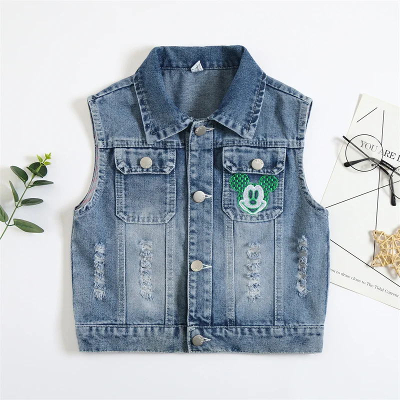 Boys\' denim vest, children\'s internet celebrity, explosive street wear, baby vest, new handsome children\'s clothing Korean versi