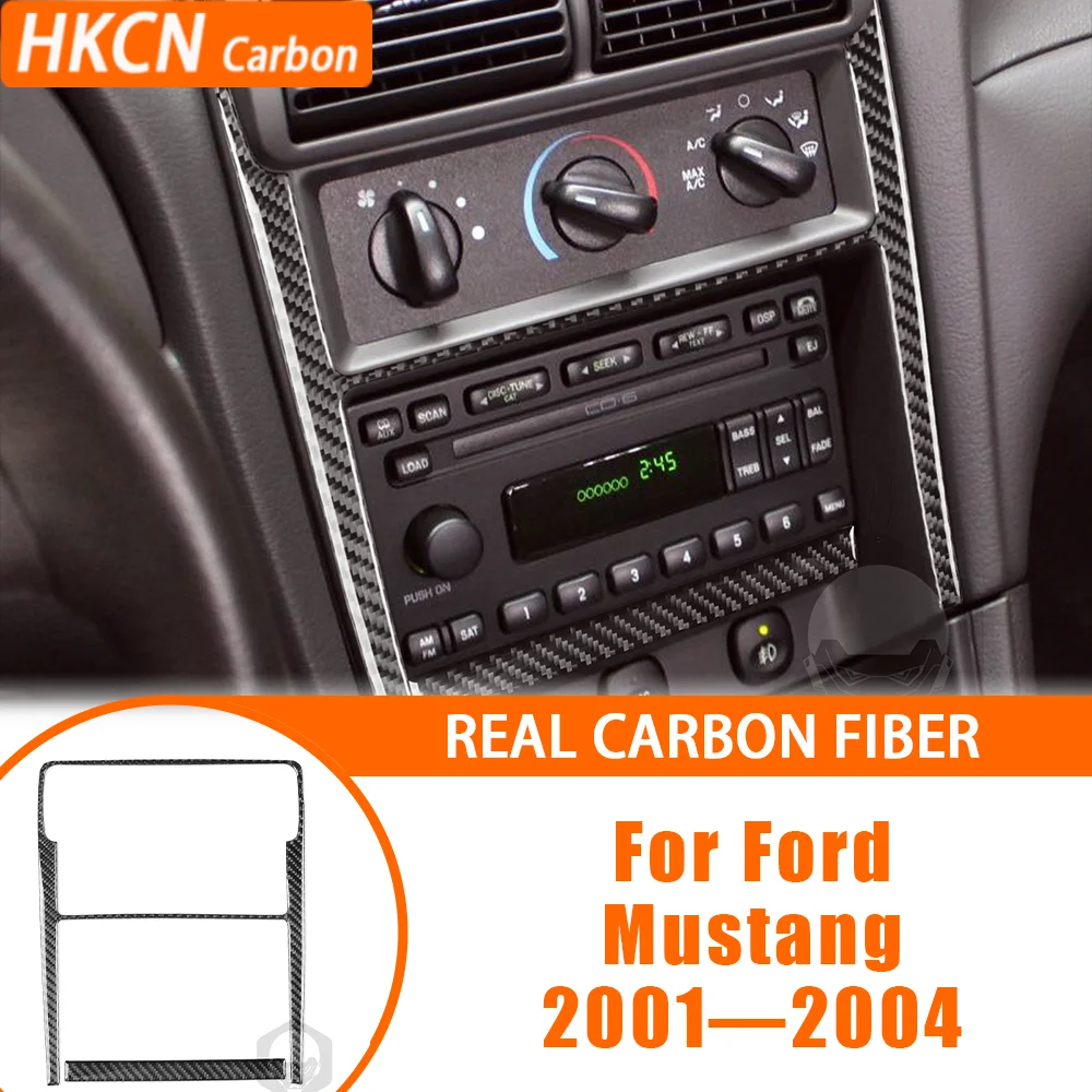 Carbon Fiber Center Console CD Radio Set Panel Cover Trim Modified Sticker Interior Car Accessories For Ford Mustang 2001—2004