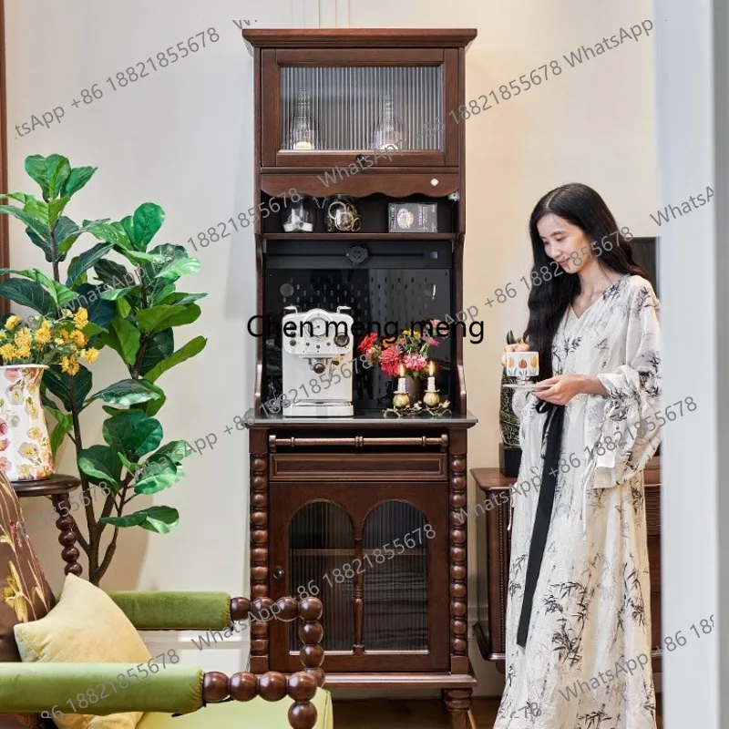 

Retro style all solid wood coffee machine, tea, dining side, French integrated storage against the wall, living room locker