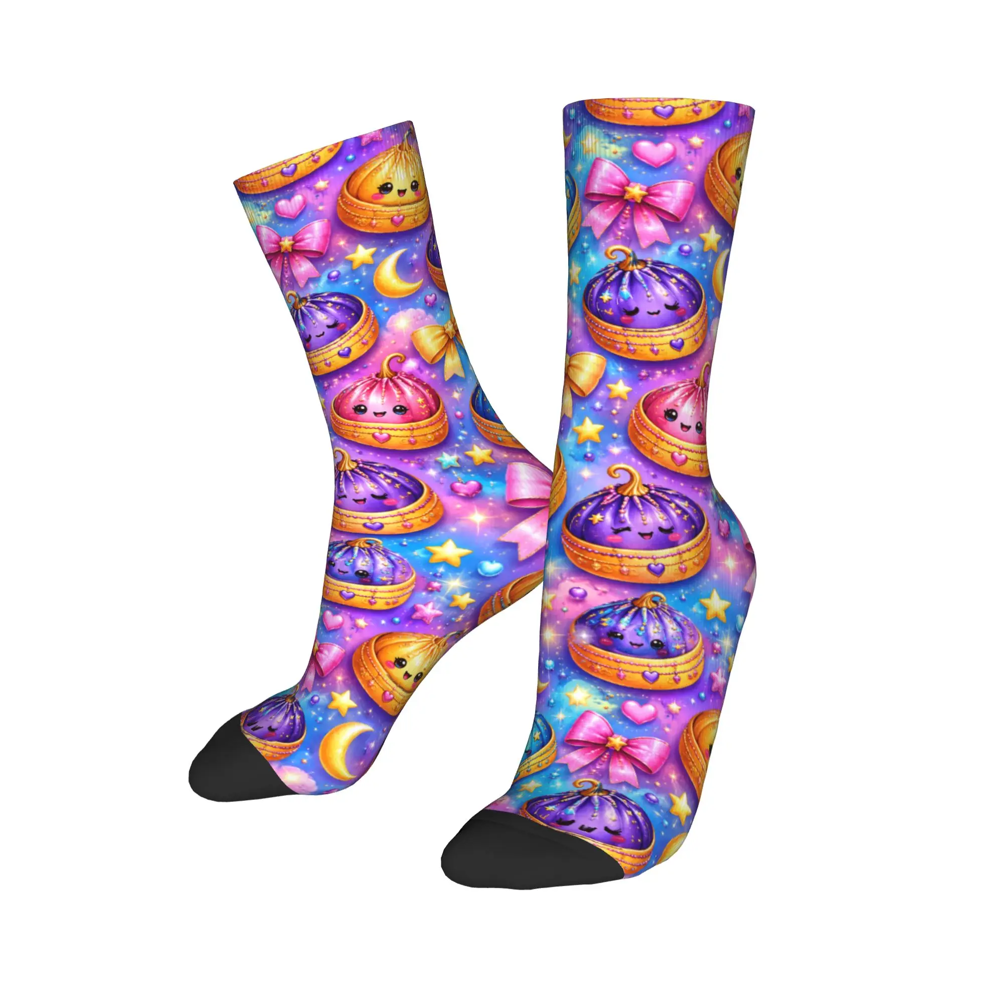 Star Sky Xiaolongbao Pattern Socks  Design Stockings Non Slip Couple Socks High Quality Winter Vintage Climbing Socks
