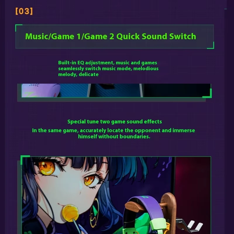 VALKYRIE VK S1 سماعة رأس بخاصية البلوتوث 50 مللي متر E-sports ديناميكية 3 وضع HIFI ضبط الكمون المنخفض عمر البطارية الطويل سماعة الألعاب مخصصة #2