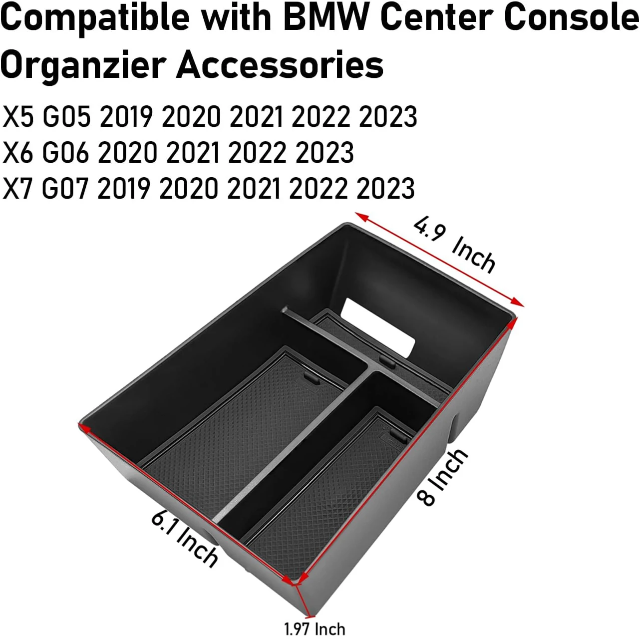 Compatible with BMW X5 G05/ X7 G07 2019-2024, X6 G06 2020-2024 Center Console Organizer, Console Organizer Center Tray Storage