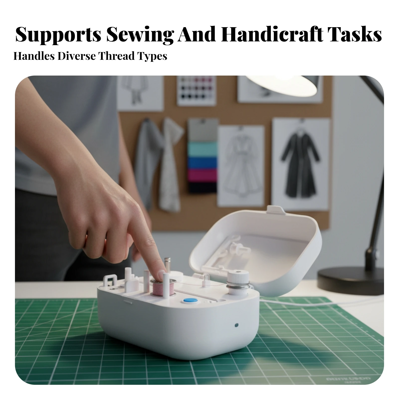 Electric Bobbin Winder Compatible with Many Bobbins Spindle Posts Office Supply Automatic Bobbin Winder White Plastic Craft Tool