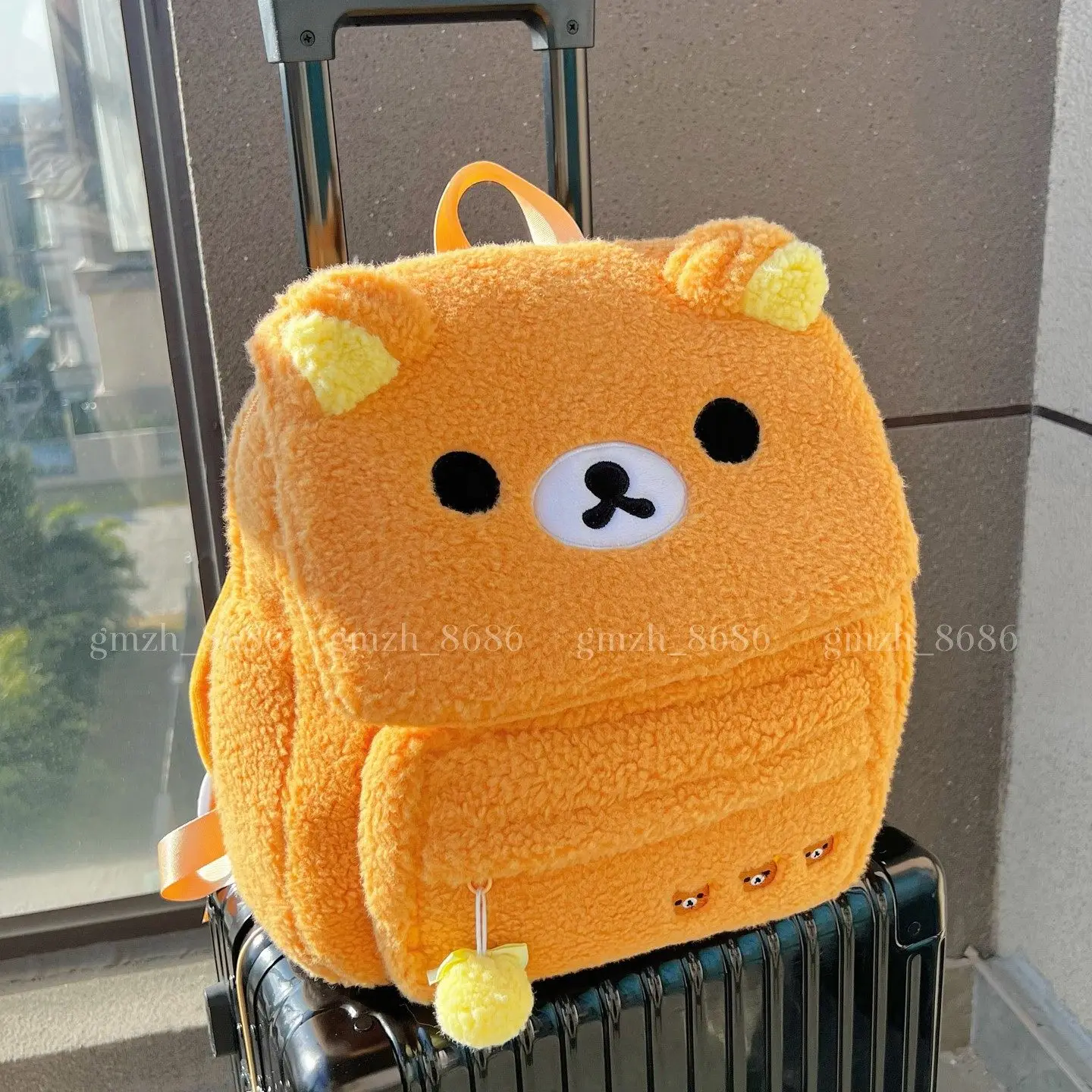 Novo bonito rilakkuma urso menina mochila de pelúcia estereoscópica saco de maquiagem portátil saco de armazenamento bonito dos desenhos animados fácil urso armazenamento w