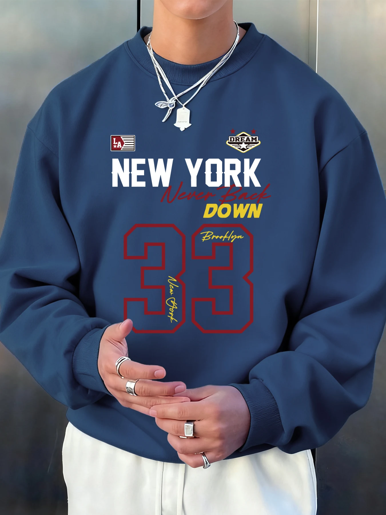 نيويورك أبدا عودة أسفل عدد 33 يطبع الرجال بلوزات دافئة متعدد الألوان البلوز ملابس رياضية عصرية غير رسمية الصوف الملابس #3