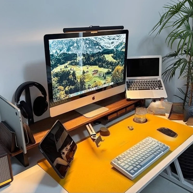 H20 White Ash Wood Monitor Stand Sliding Track Laptops Stand with Modular Design Computer Holder Ergonomic Desk Organizer