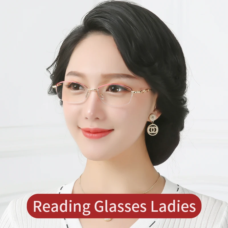 

Очки для чтения для женщин, блокирующие синий свет, металлическая полурамка, компьютерные считыватели, защита от УФ/уменьшения зрения/бликов, увеличительные очки