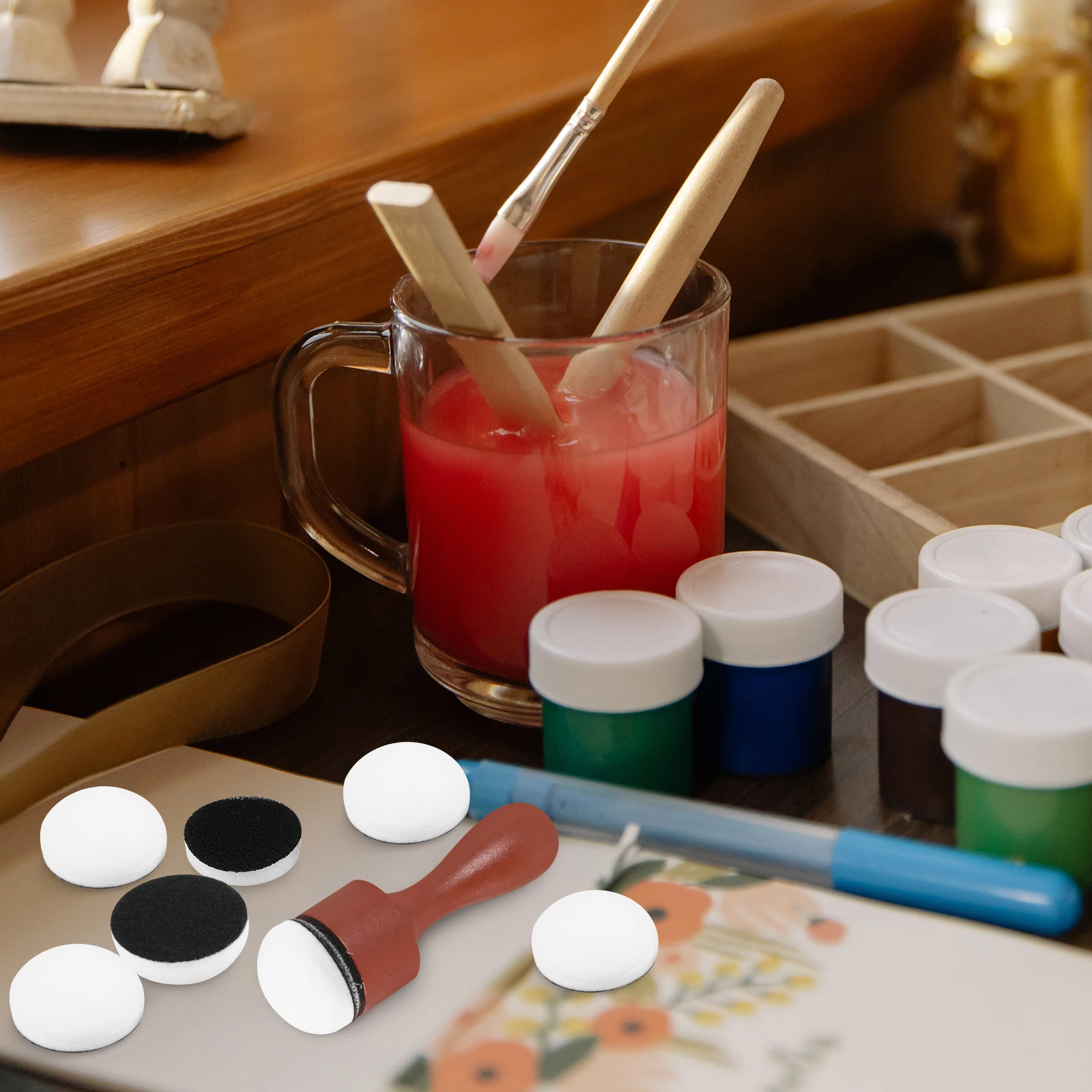 10 قطعة أداة مزج عبوة منصات الإسفنج لصنع البطاقات الأنشطة الفنية استغاثة الحبر مزج فرش لصنع البطاقات