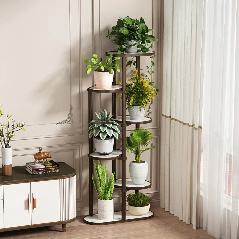 رفوف نباتية فاخرة خفيفة إبداعية من الخشب الصلب أرفف نباتية قائمة على الأرض رفوف أثاث خارجية للشرفة صب النباتات YSZWJ #1