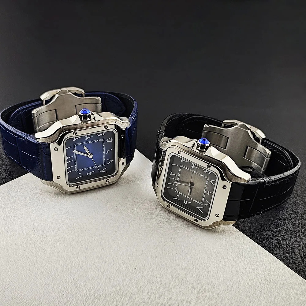 2026 New NH35 Square Watch Men's Watch Arabic numeral Dial Folding Buckle Leather Strap NH35 Movement Watch Accessories