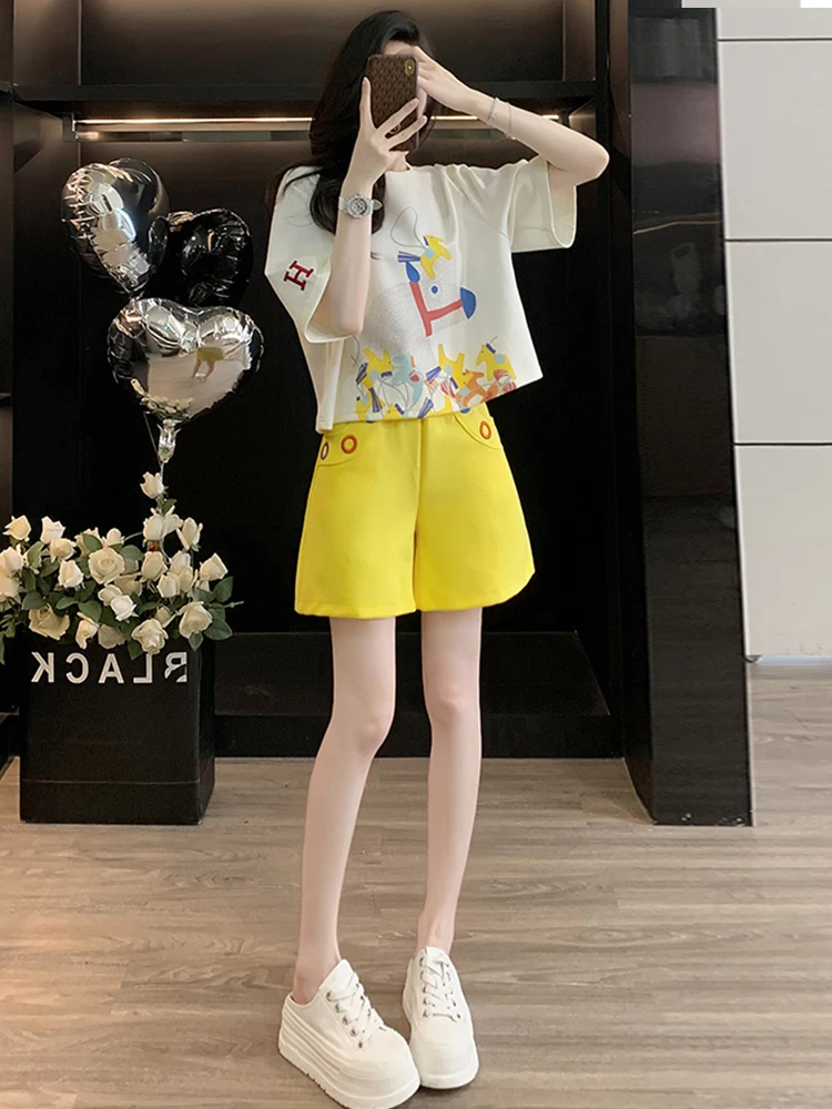 Dopne Chic Cute Spunky Women's ort Sve Outfit Two Piece Set Faionable Pret Summer Work Outfit Casual Date Wear