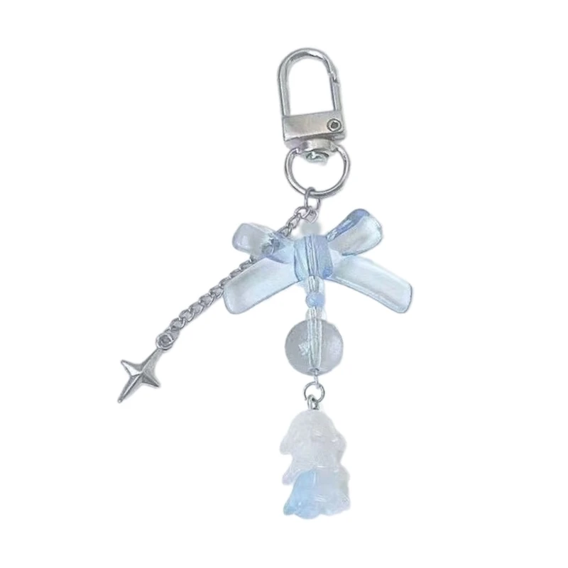 Bowknot Flower Bead Keychain Sweet Pendant Decoration Keyring Jewelry image 2