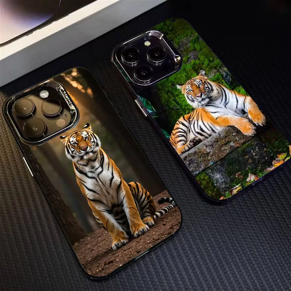 

Tigers Phone Case For iPhone 16 17 15 14 12 13 Pro Max Black Color Shockproof Cover