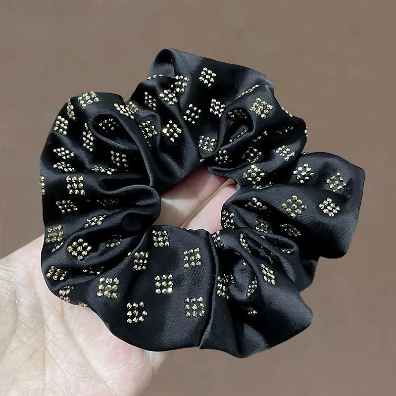 

Korean Style Satin Rhinestone Fabric Large Intestine Hair Ring Women's Flannel Headband Rubber Band Hair Accessories Scrunchies