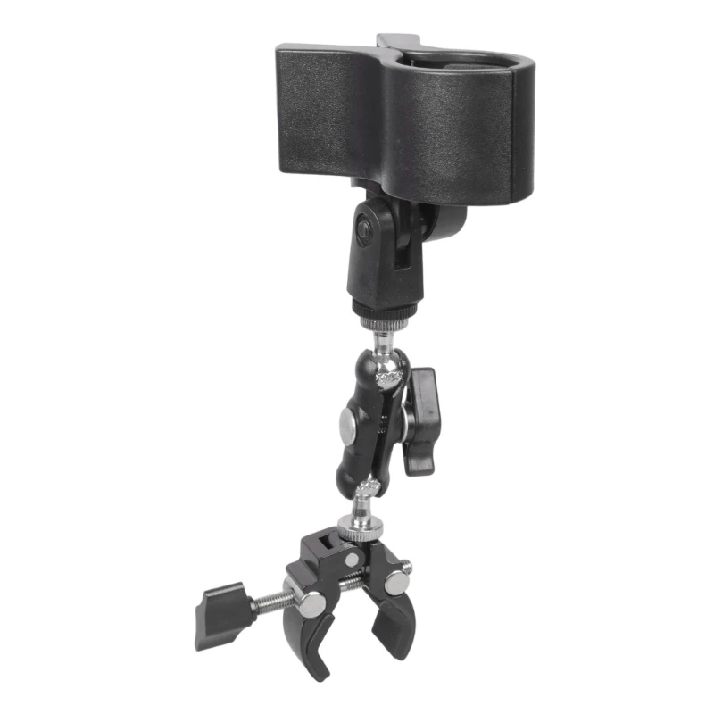 U13B Stroller Fan Holder and Microphone Clip Adjustable Mount for Baby Carriages Outdoor Camping Featuring Secure Grip