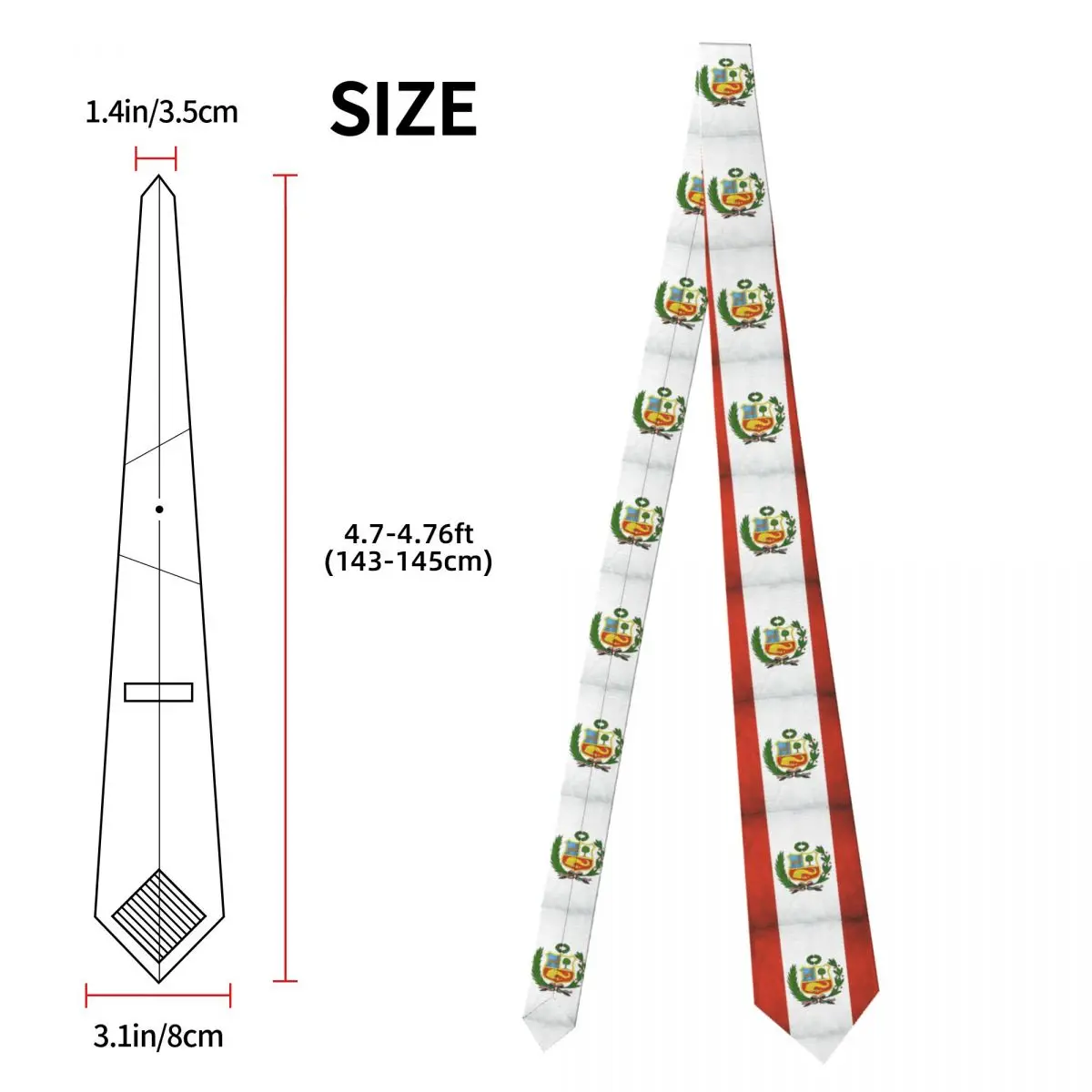 Bandiera peruviana Bandiera nazionale del Perù Cravatta per uomo Seta poliestere 8 cm Cravatte Abiti da sposa Cravatta Casual Gravatas
