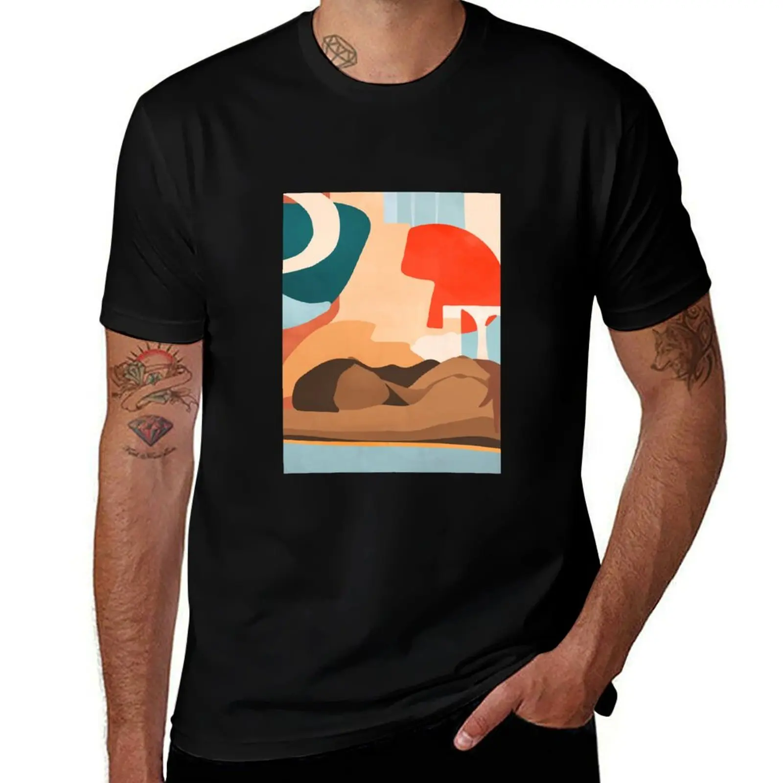 Chilling #art print#illustration T-Shirt Casual Graphic Print Tee