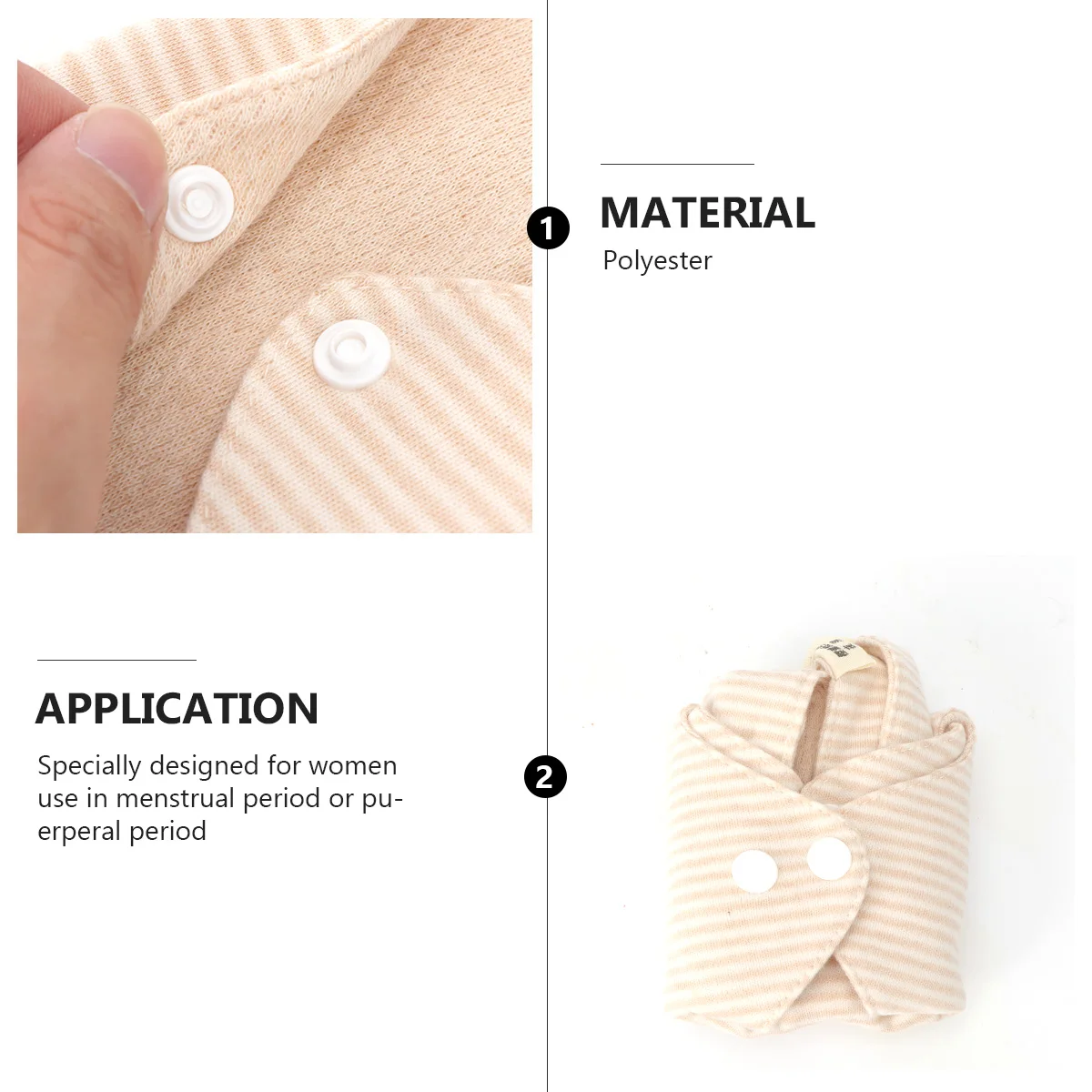 

2Pcs Reusable Menstrual Pads Cloth Sanitary Towels Washable Period Pads Portable Travel Cotton Liners for Women